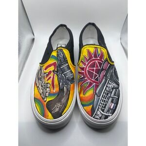Custom Painted Vans Slip-On Shoes Size Women's 9 Supernatural TV Show Sam & Dean